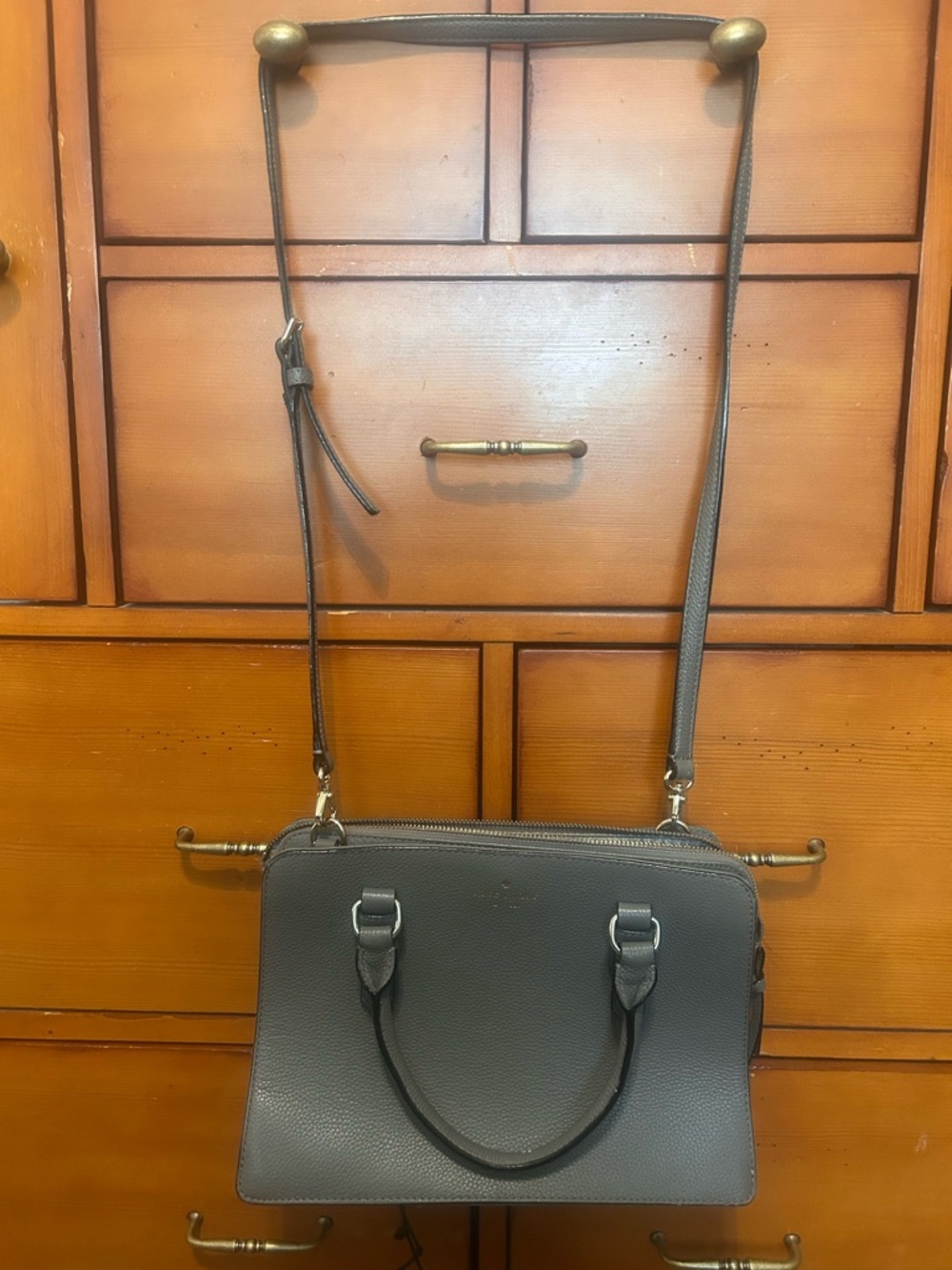 Gray Women's Structured leather Kate spade Crossbody Tote Bag